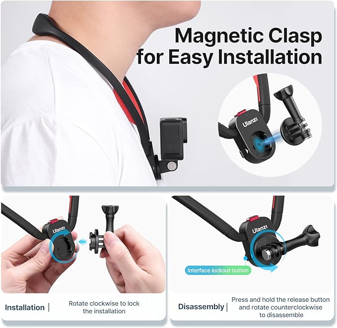ULANZI Go-Quick II Neck Mount for GoPro Magnetic Necklace Holder, Camera POV - Image 2