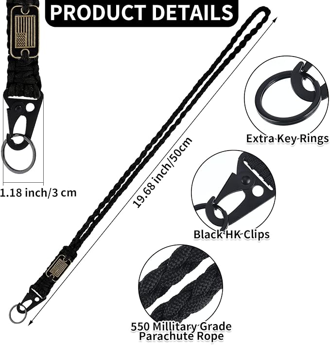 Frienda 2 Set Heavy Duty Paracord Lanyard Necklace Whistles Strap Braided 550 - Image 2