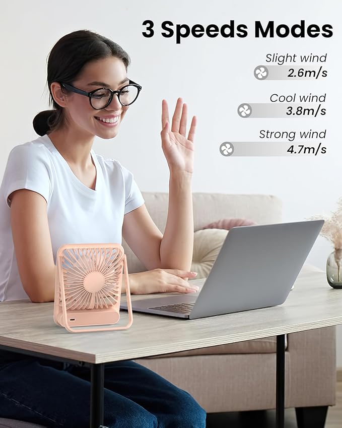 Koonie Desk Fan, Ultra Quiet 2.5-11h Battery Operated Small USB Fan - Image 6