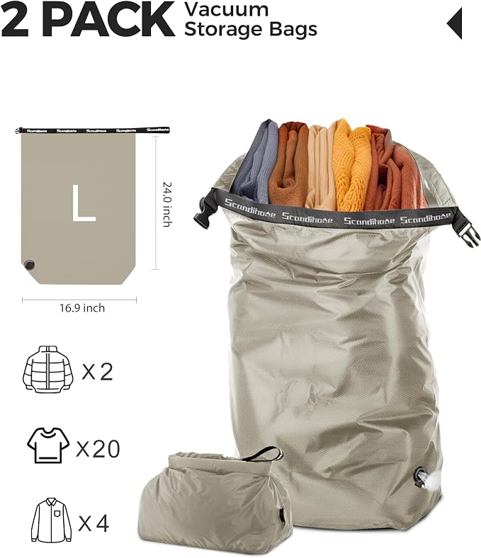 Travel Laundry Bag, Pump Free Vacuum Storage Bag Reusable Compression Dirty - Image 3