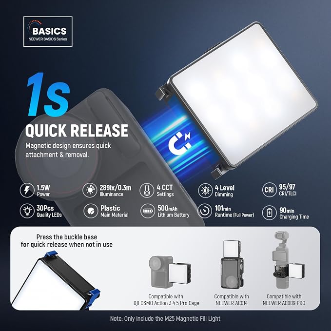 NEEWER Basics Bi Color Magnetic LED Camera Light Compatible - Image 2