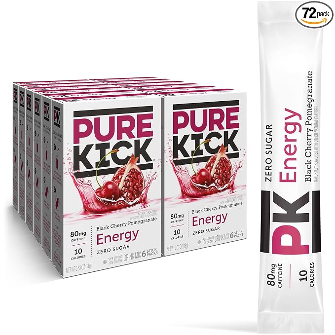 PURE KICK Energy Singles To Go Drink Mix, Includes 12 Boxes by PureKick