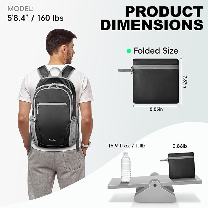 Seektop Lightweight Packable Hiking Backpack Waterproof Expandable 20L-28L - Image 3