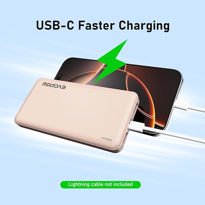 2-Pack Portable Charger, Slimmer 10000mAh Power Bank, USB C in&Out Fast - Image 3