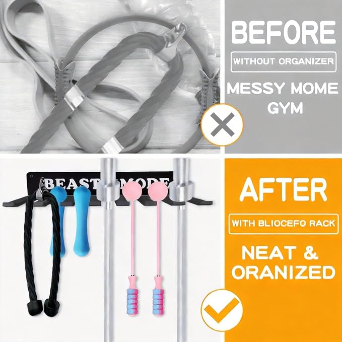 Gym Home Rack 8 Hook Heavy-Duty Wall-mounted Organizer Multi-Purpose Workout - Image 2