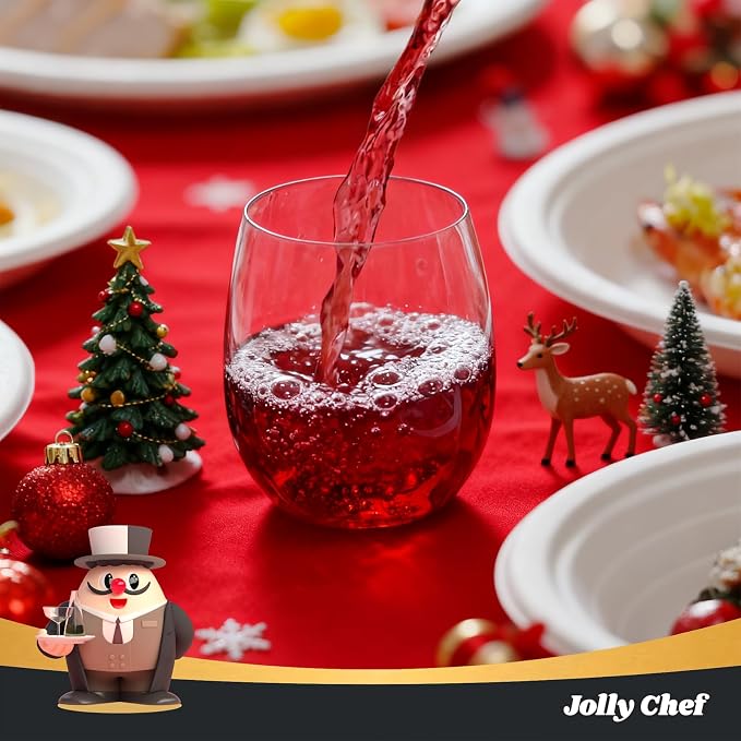 JOLLY CHEF 24 Pack 12 Oz Disposable Plastic Wine Glasses, Shatterproof - Image 9