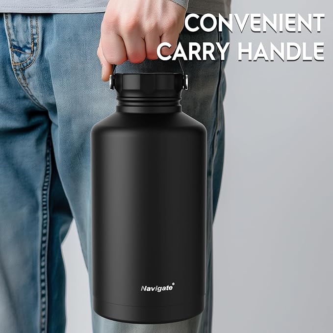 Navigate 64 oz Stainless Steel Insulated Water Bottle, Double Walled Leak Proof - Image 3