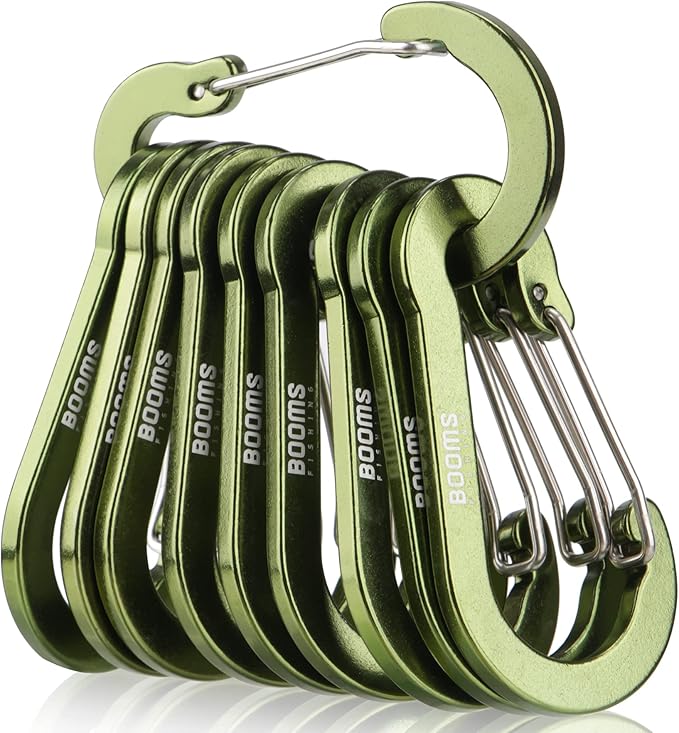 Booms Fishing CC5 Multi-Use Carabiner Clips, 10 Pack 2.7" Small Caribeener Clips by BoomsFishing