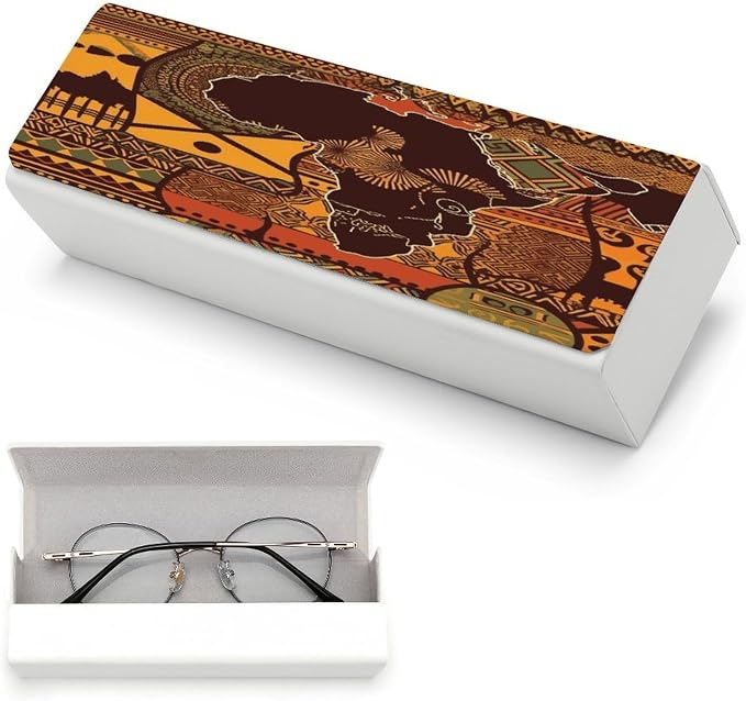 African Map Ethnic Pattern Eyeglass Case Spectacle Case Slim PU Leather - Image 5