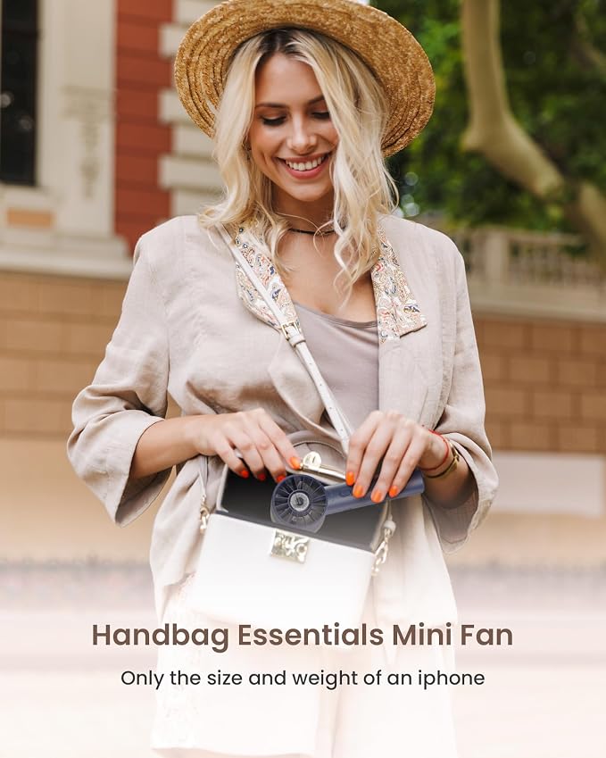 Navy Blue Rechargeable Mini Handheld Turbo Fan - Image 7