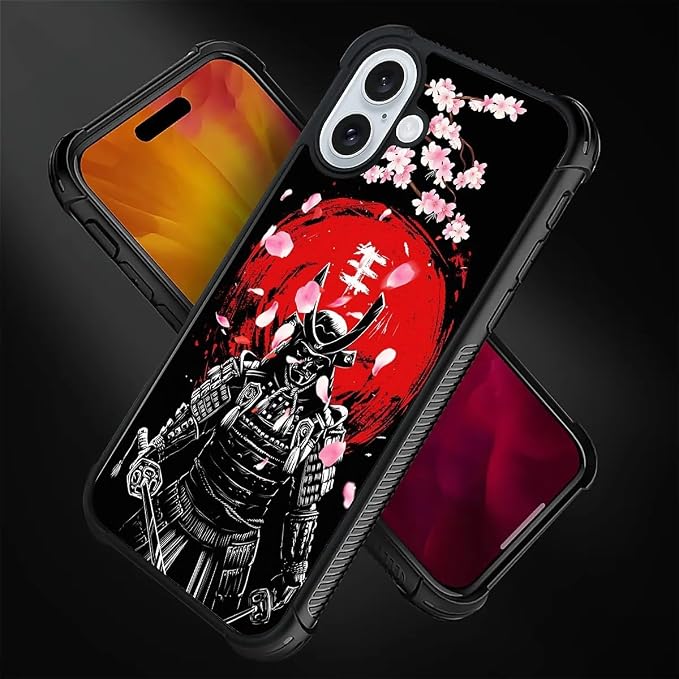 for iPhone 16 Plus Case, Sakura Japanese Samurai Pattern Graphic Design Girl - Image 2