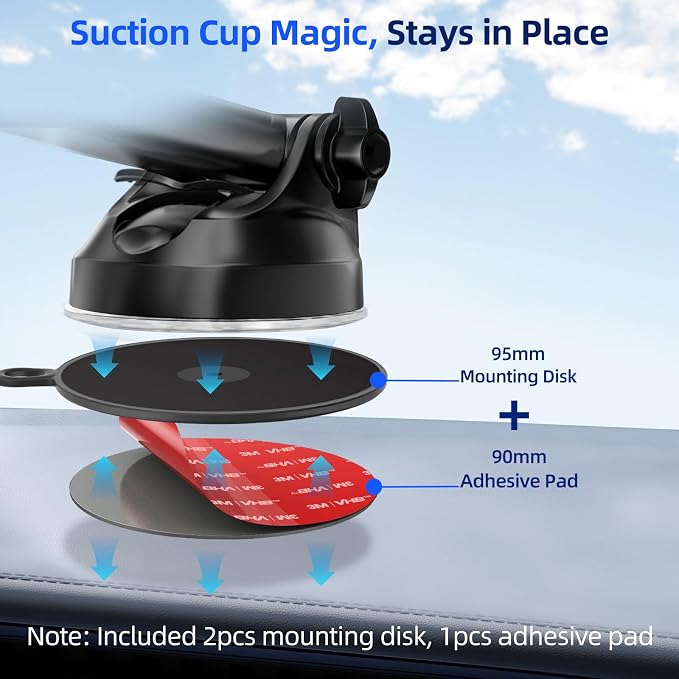Dashboard Pad Mounting Disk for Suction Cup, 3.75” Large Plastic Extra Strong - Image 2