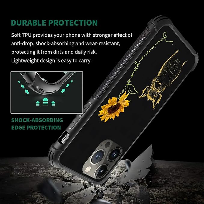 for iPhone 14 Pro Max Case, Pig Sunflower Yellow Sunshine Pattern Graphic - Image 5