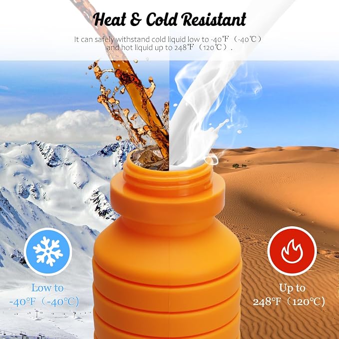 Nefeeko Collapsible Water Bottle, Reuseable BPA Free Silicone Foldable Water - Image 7