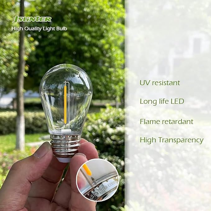 Jslinter 24-Pack LED 1W String Light Bulbs, S14 Plastic Shatterproof Edison - Image 2