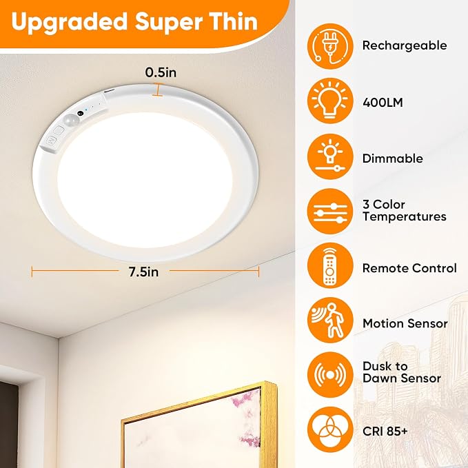Rechargeable Motion Sensor Ceiling Light - Image 2