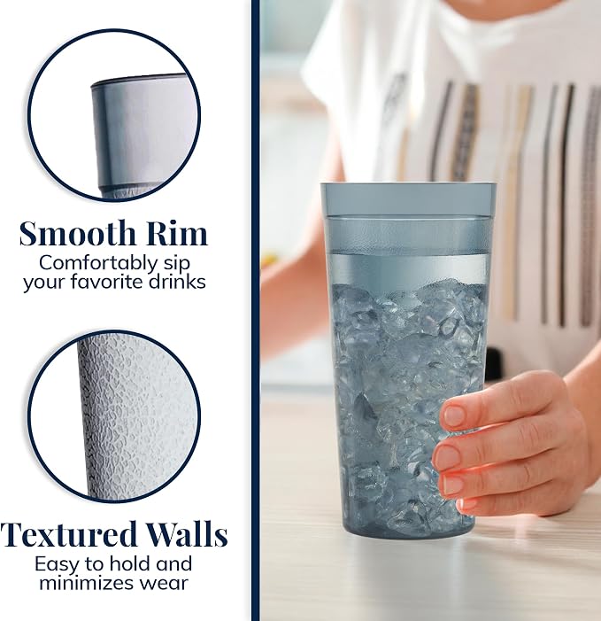US Acrylic Cafe Plastic Reusable Tumblers 20-ounce Water Cups in Grey | Value - Image 4