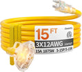 15ft 12 Gauge Heavy Duty 3 Outlet Extension Cord Splitter by Deeklify