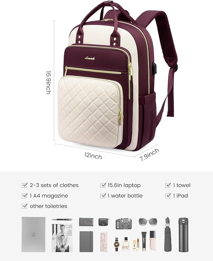 LOVEVOOK Laptop Backpack for Women, Fashion Travel Work Commuter Backpack Purse - Image 2