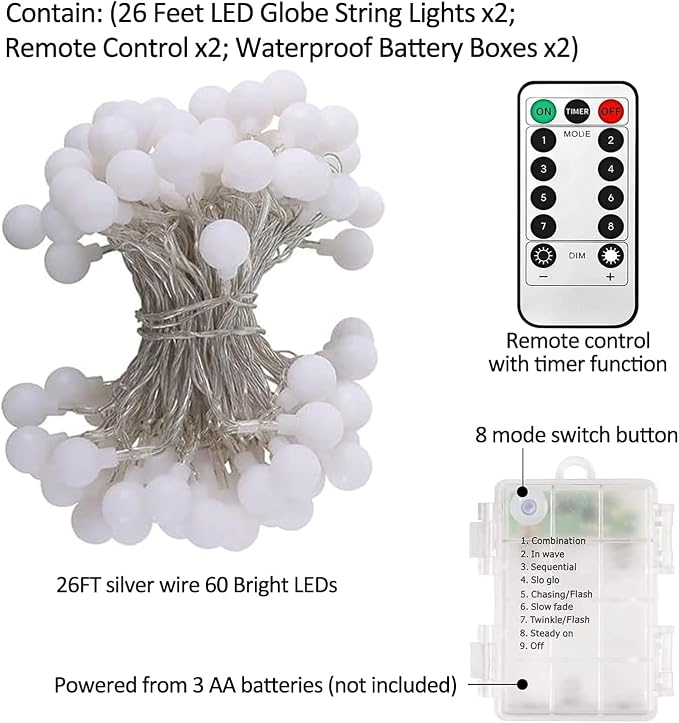 Battery Operated LED Globe String Lights - Image 3