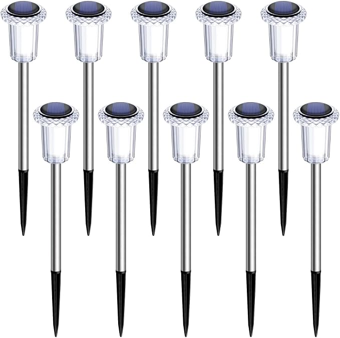 DenicMic Solar Lights Outdoor 10 Pack Waterproof 6000K Cold White LED Stainless - Image 8