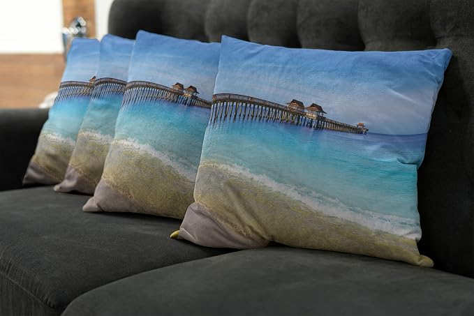 Ambesonne Dock Decorative Throw Pillow Case Pack of 4, Naples Pier Paradise - Image 7