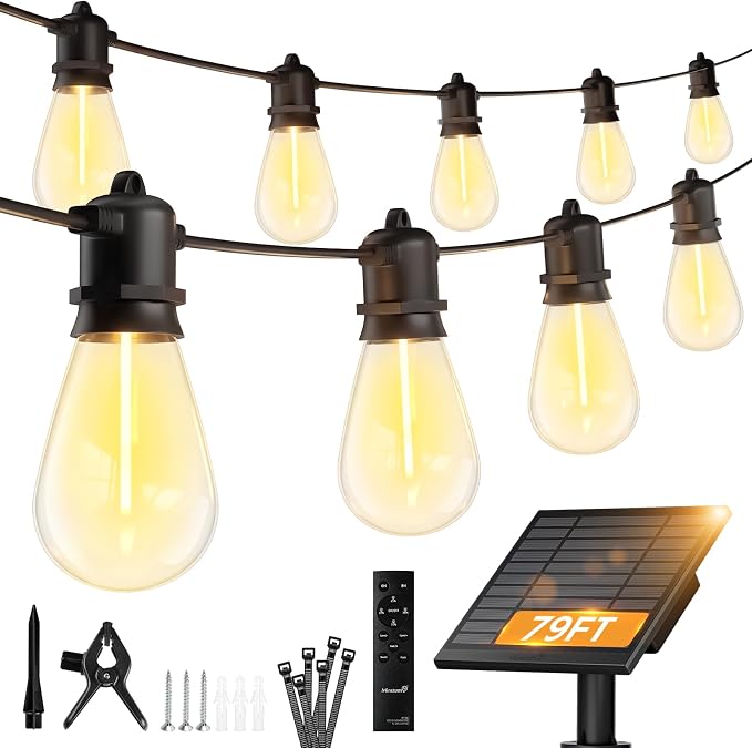 Minetom 79FT Solar String Lights Outdoor Waterproof, 24 LED S14 Shatterproof by Minetom