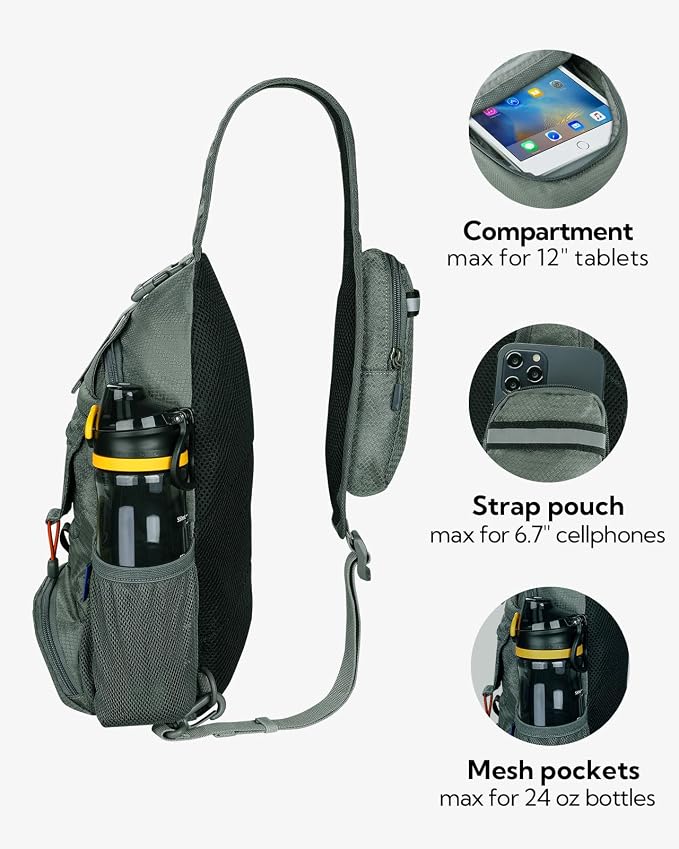 WATERFLY Packable Small Crossbody Sling Backpack Shoulder Chest Bag Daypack - Image 4
