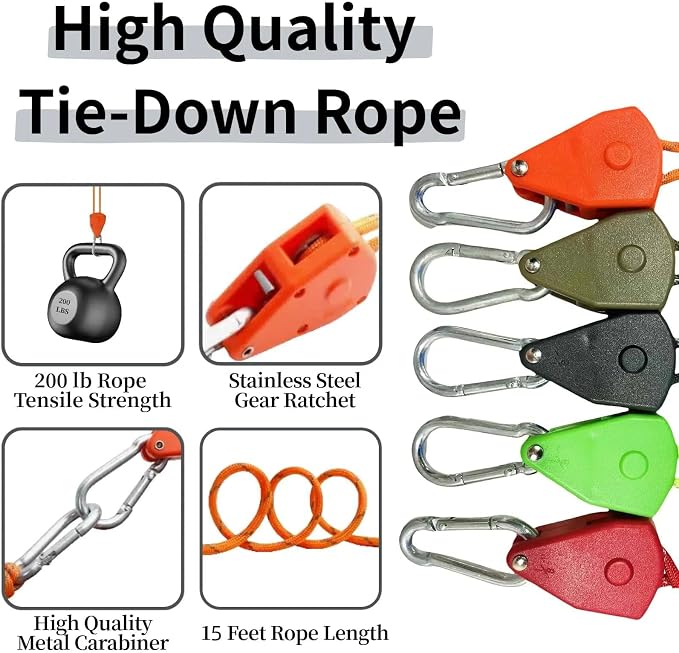 Longer 15ft Ratchet Straps Ropes Tie Down Rope Strap Small Mini Reflctive - Image 4