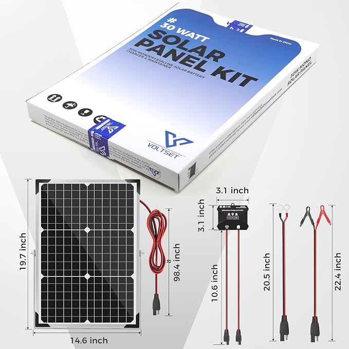 Voltset Solar Panel Kit 30W 12V, Solar Battery Trickle Charger Maintainer - Image 8