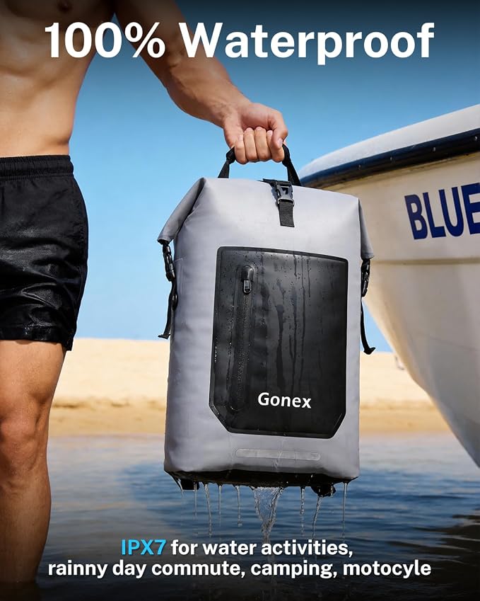 Gonex Ultralight Waterproof TPU Backpack, 55L Roll Top Dry Bag - Image 2