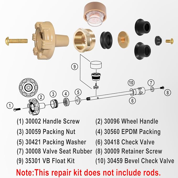 RK-17MH Outside Faucet Repair Kit Metal Handle Compatible - Image 6