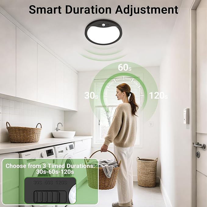 zemty 2Pack 9inch Motion Sensor Ceiling Lights Wired, 18W 1800lm 3CCT/3 - Image 3