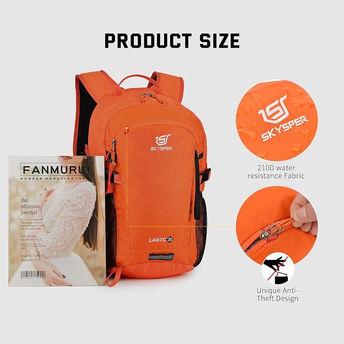 SKYSPER Small Hiking Backpack, 20L Lightweight Travel Backpacks Hiking Daypack - Image 5
