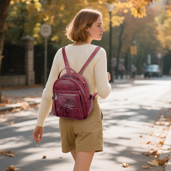 Mini Backpack Purse for Women, Embossed Vegan Leather Small Backpack Fashion - Image 2