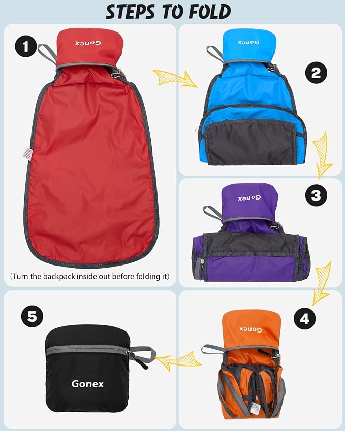 Gonex Ultra Lightweight Packable Backpack 20L Daypack Handy Foldable Camping - Image 2