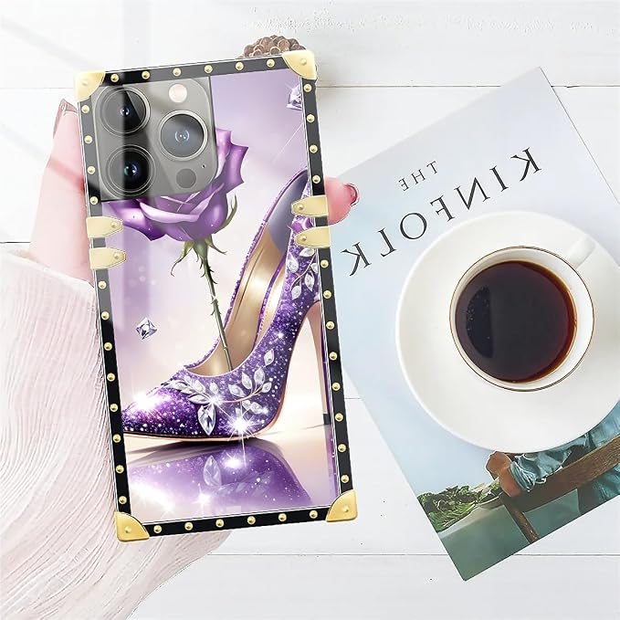Compatible with iPhone 13 Pro Case, High Heeled Purple Diamond Rose Luxury - Image 7