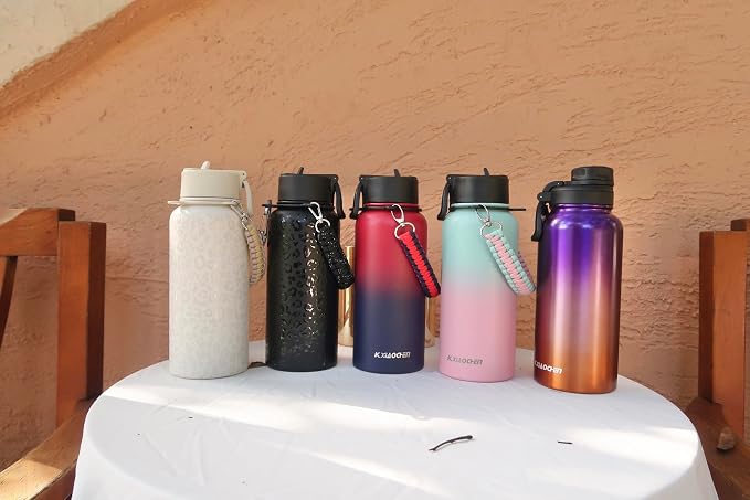 KXIAOCHEN Insulated Water Bottle, Stainless Steel Water Bottle, 2 Lids - Image 9