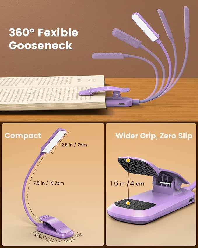 Glocusent 13 LEDs Book Lights for Reading at Night, 120 Hrs Runtime - Image 6