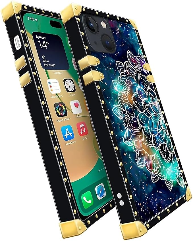 Compatible with iPhone 14 Case, Starry Sky Colourful Mandala Luxury Golden - Image 3