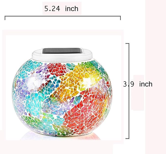 WSgift Color Changing Solar Powered Glass Mosaic Ball Led Garden Lights - Image 6