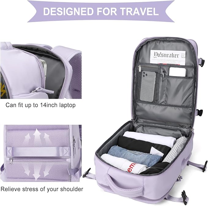 WONHOX Large Travel Backpack Carry on Flight Approved Laptop Work Business - Image 7
