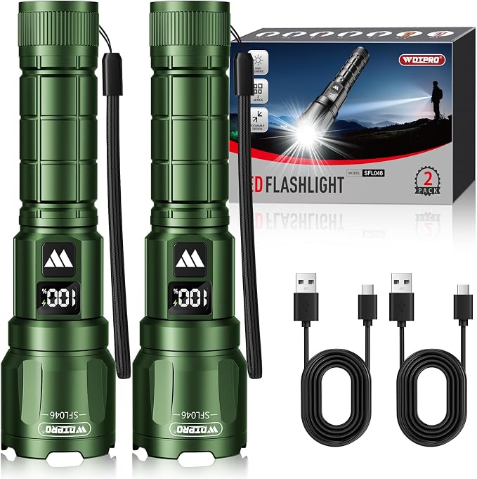 WdtPro LED Rechargeable Flashlight 2 Pack, Super Bright Zoomable 6000 Lumens - Image 8