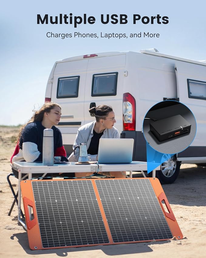 100W Portable Solar Panel for Power Station, 19.8V Foldable Solar Charger - Image 5