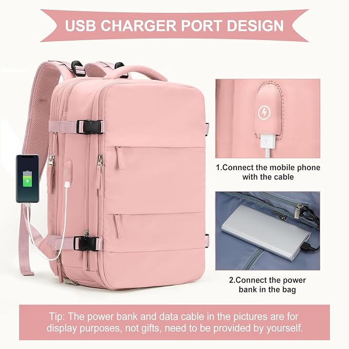 coowoz Large Travel Backpack For Women Men, Carry On Backpack, Hiking Backpack - Image 7