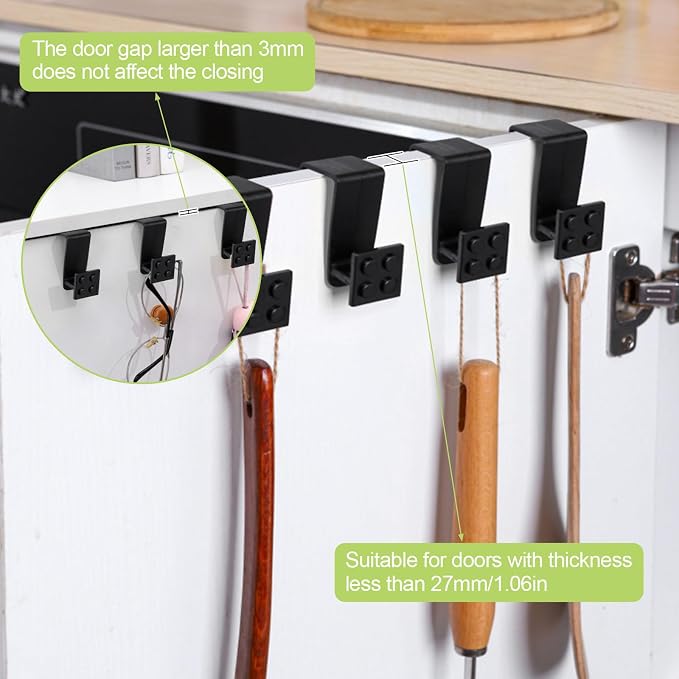 6Pcs Over Cabinet Door Hooks Plastic Over The Door Single Hook Space-Saving - Image 4