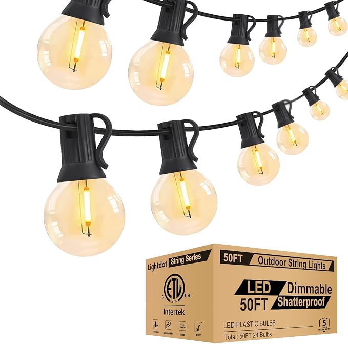 Lightdot 50FT Outdoor String Lights, LED Bistro String Lights by LightdotLighting