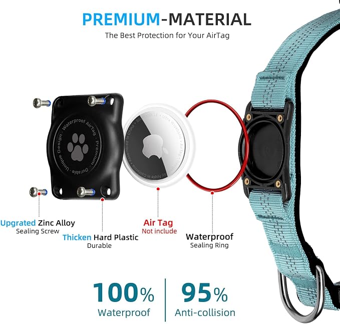 Upgraded AirTag Dog Collar, IP68 Waterproof Air Tag Dog Collar Holder, - Image 3