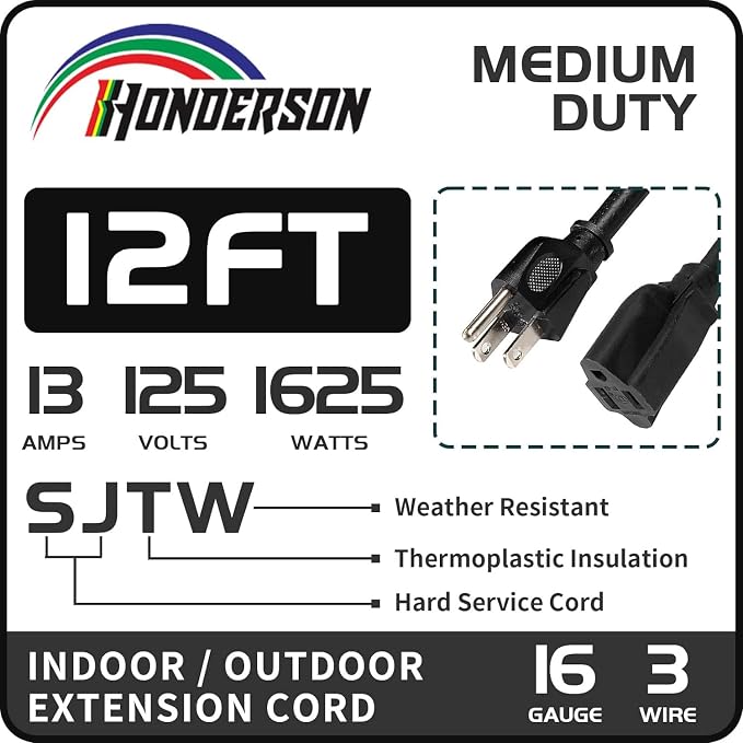 12FT 16/3 Outdoor Extension Cord - Image 2