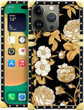 Compatible with iPhone 14 Pro Max Case, Blooming Rose Golden Flower Luxury by Unknown